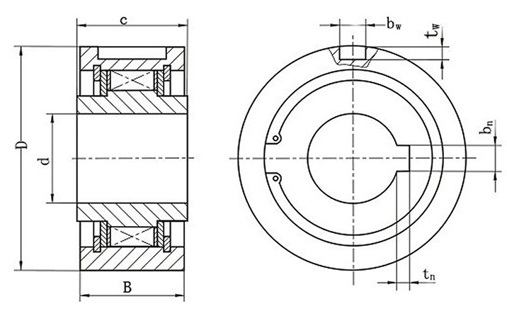 CK-A滚柱式超越离合器结构图